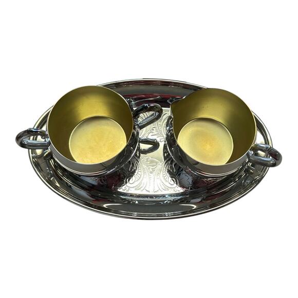 Vintage Oneida Silver Platted Holloware 3 Piece Dessert Set - Picture 2 of 9